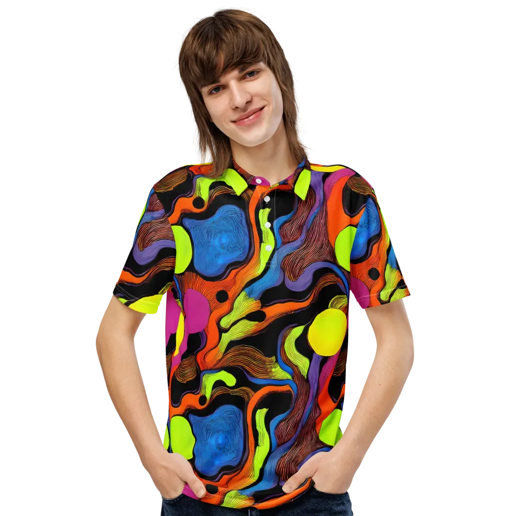 Blacklight Tangle on Men's Slim Fit Polo Shirt — Front
