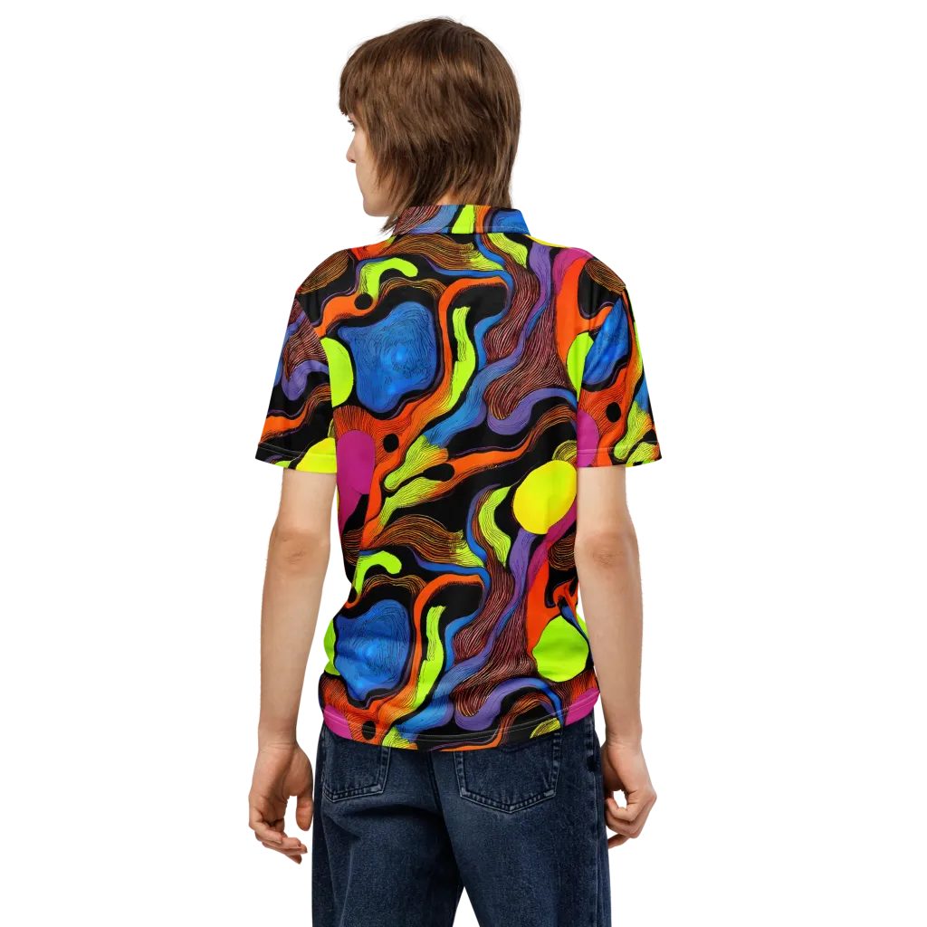 Blacklight Tangle on Men's Slim Fit Polo Shirt — Back