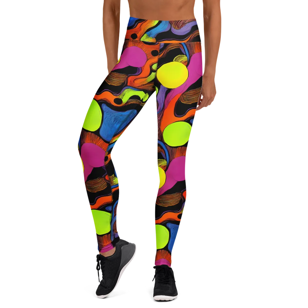 Blacklight Tangle on Yoga Leggings — Front