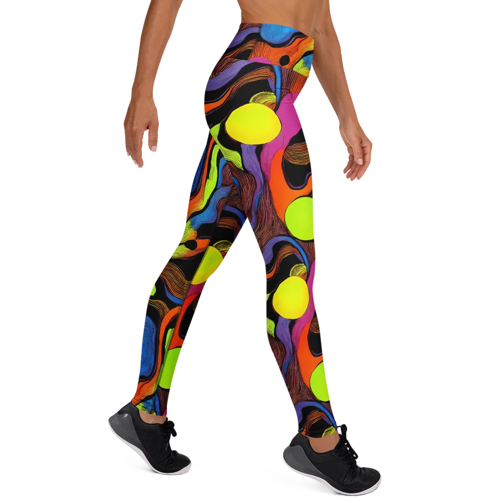 Blacklight Tangle on Yoga Leggings — Right