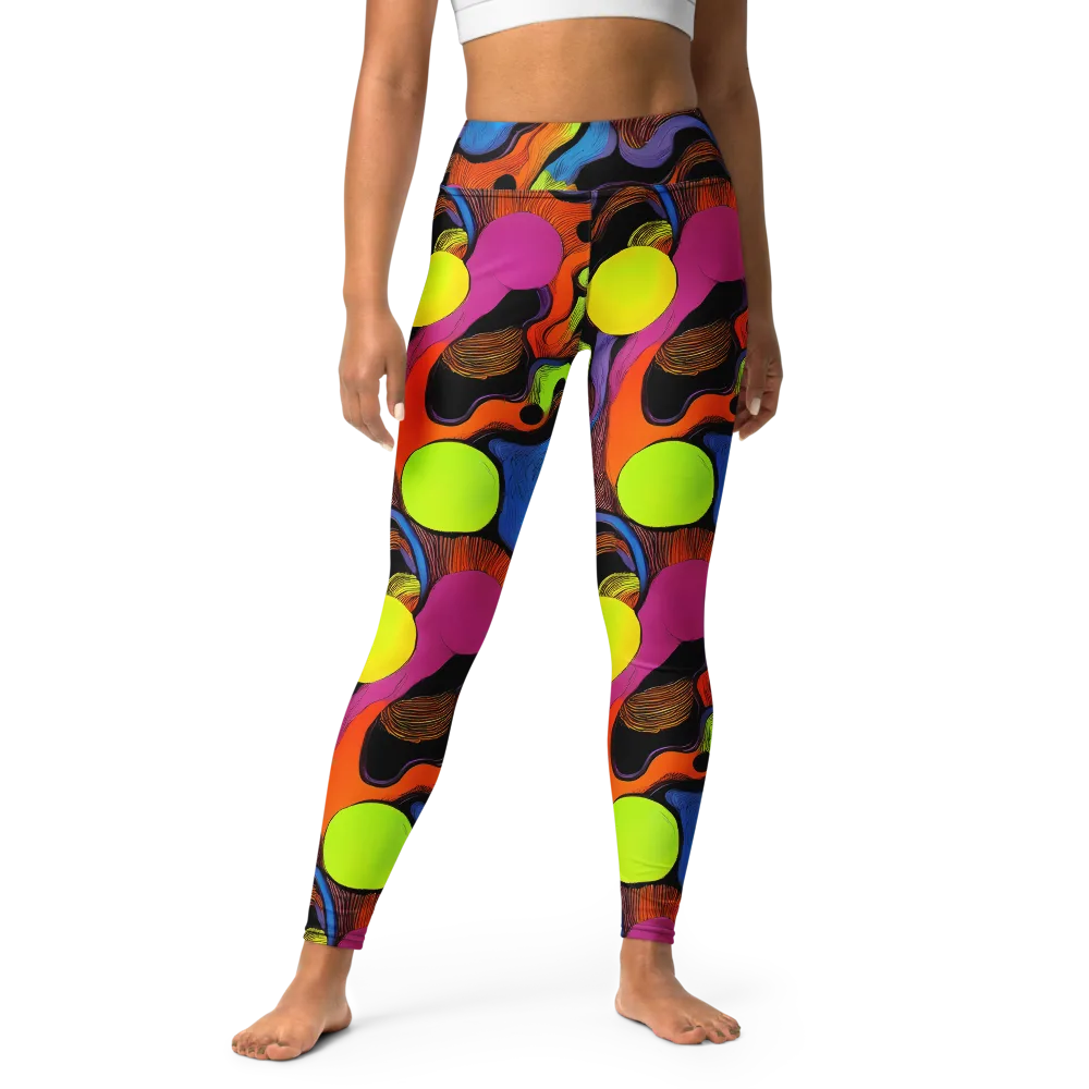 Blacklight Tangle on Yoga Leggings — Front