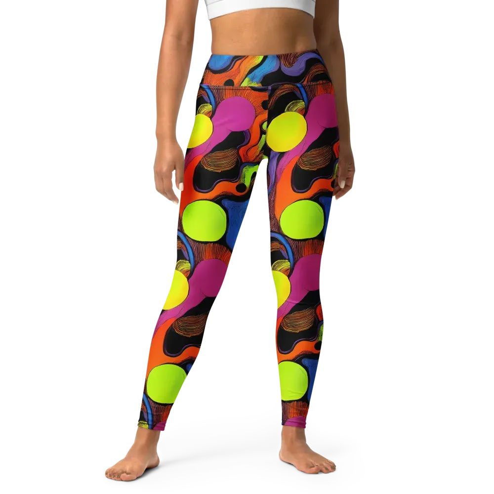 Blacklight Tangle on Yoga Leggings — Front