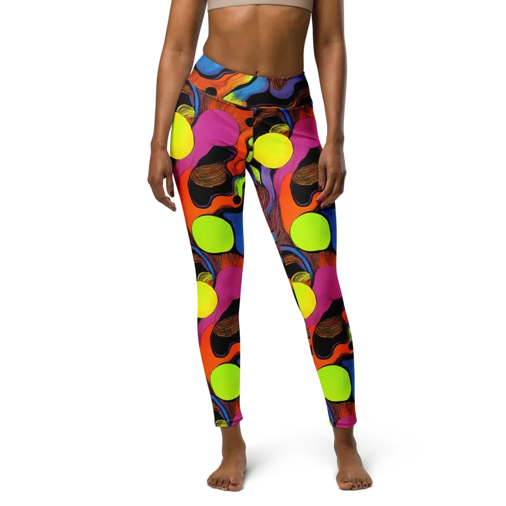 Blacklight Tangle on Yoga Leggings — Front