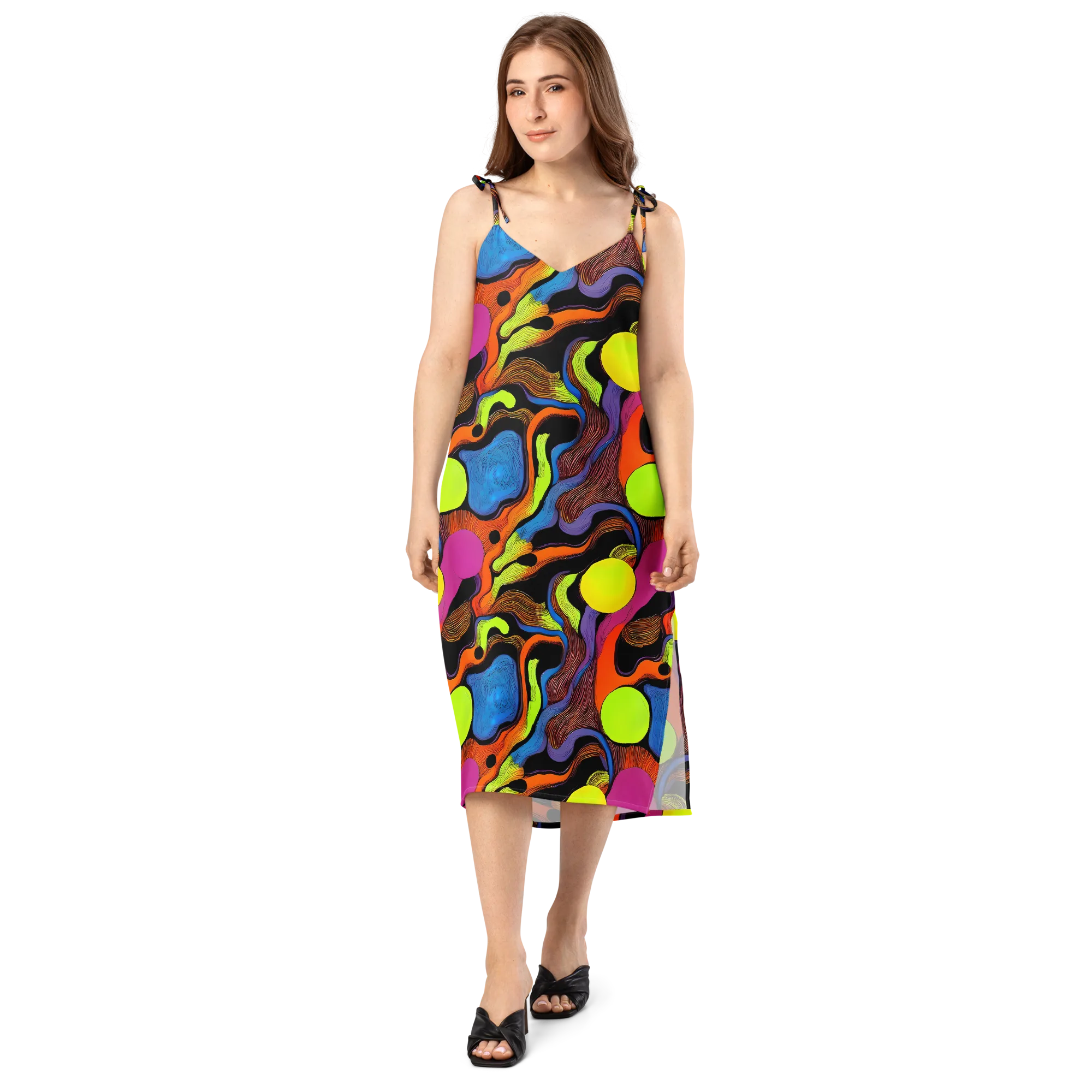Blacklight Tangle on Slip Dress — Front