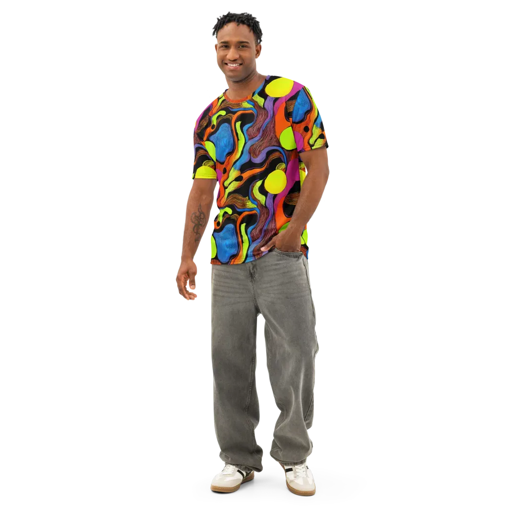 Blacklight Tangle on Men's Cotton Crew Neck T-Shirt — Front