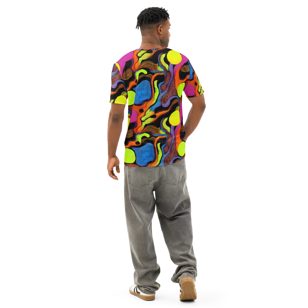Blacklight Tangle on Men's Cotton Crew Neck T-Shirt — Back