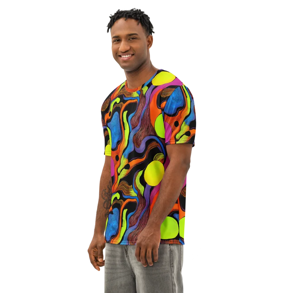 Blacklight Tangle on Men's Cotton Crew Neck T-Shirt — Left Front