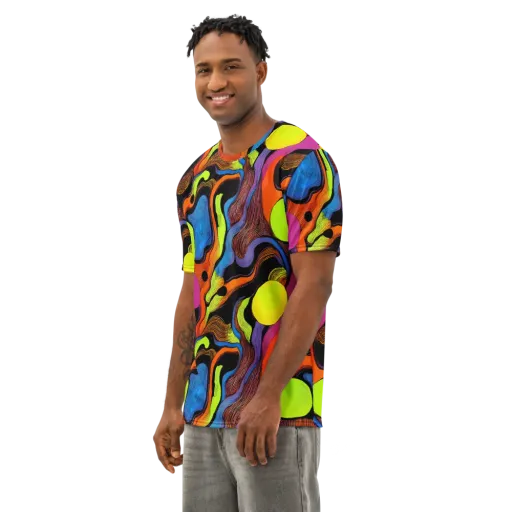 Blacklight Tangle on a Men's Cotton Crew Neck T-Shirt