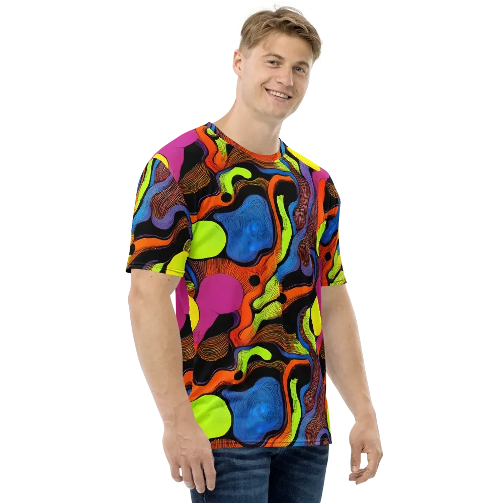 Blacklight Tangle on Men's Crew Neck T-Shirt — Right