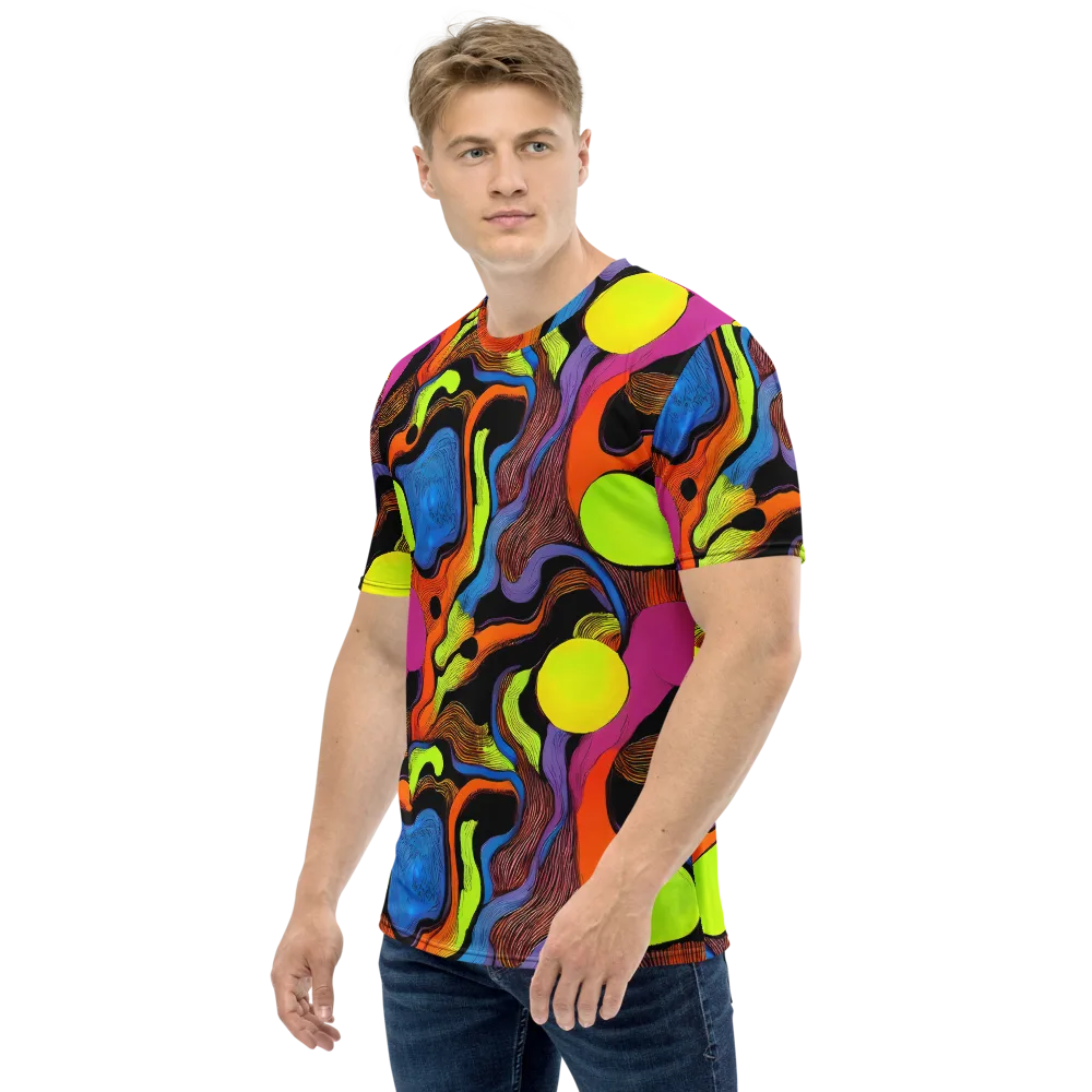 Blacklight Tangle on Men's Crew Neck T-Shirt — Left