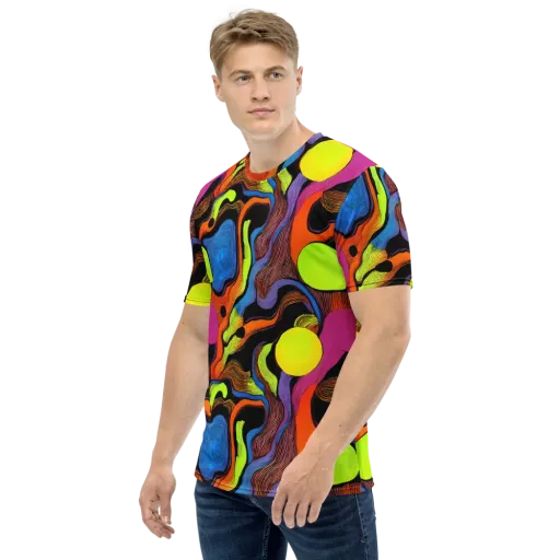 Blacklight Tangle on a Men's Crew Neck T-Shirt