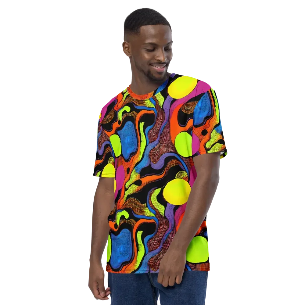 Blacklight Tangle on Men's Crew Neck T-Shirt — Left