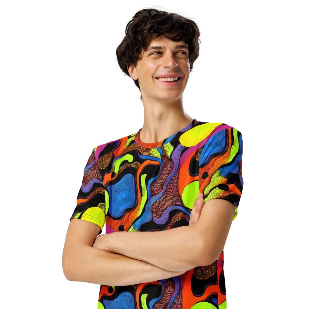 Blacklight Tangle on Men's Crew Neck T-Shirt — Left Front