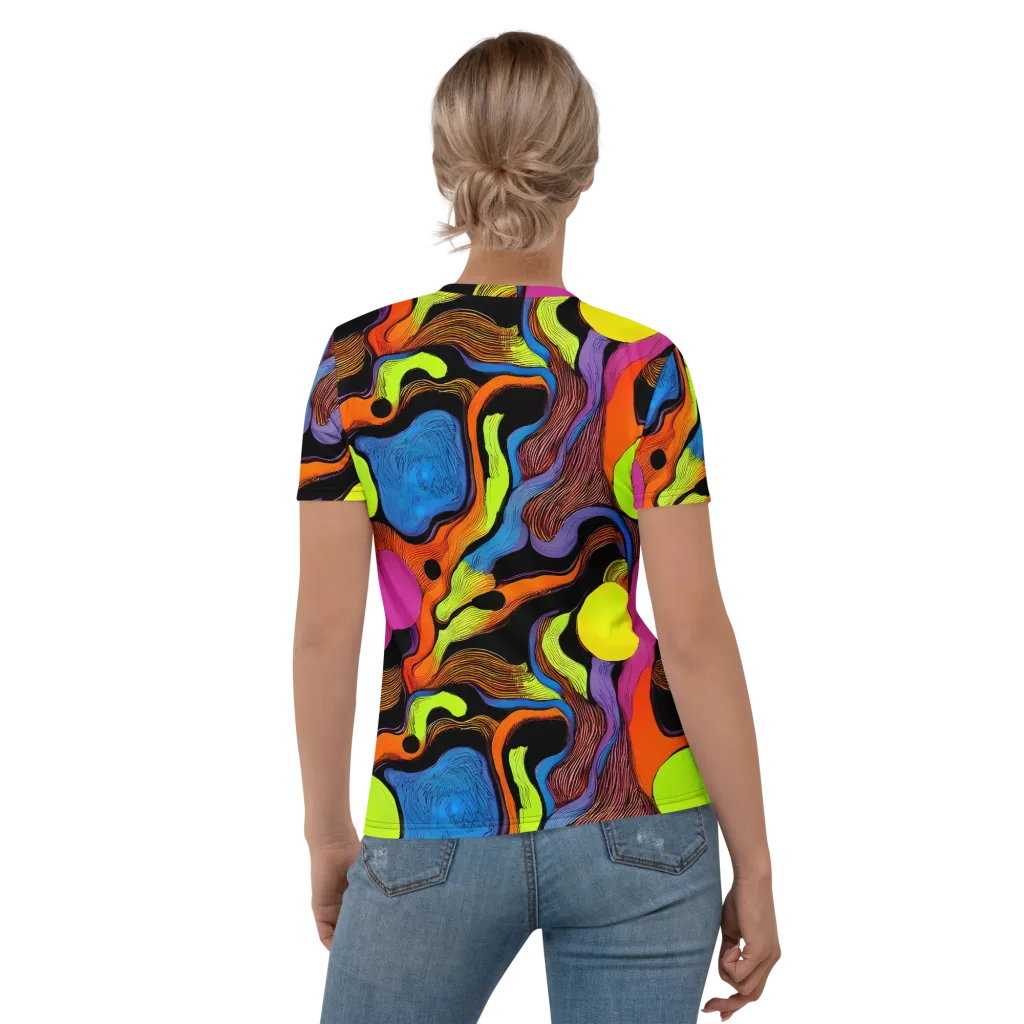 Blacklight Tangle on Women's Crew Neck T-Shirt — Back