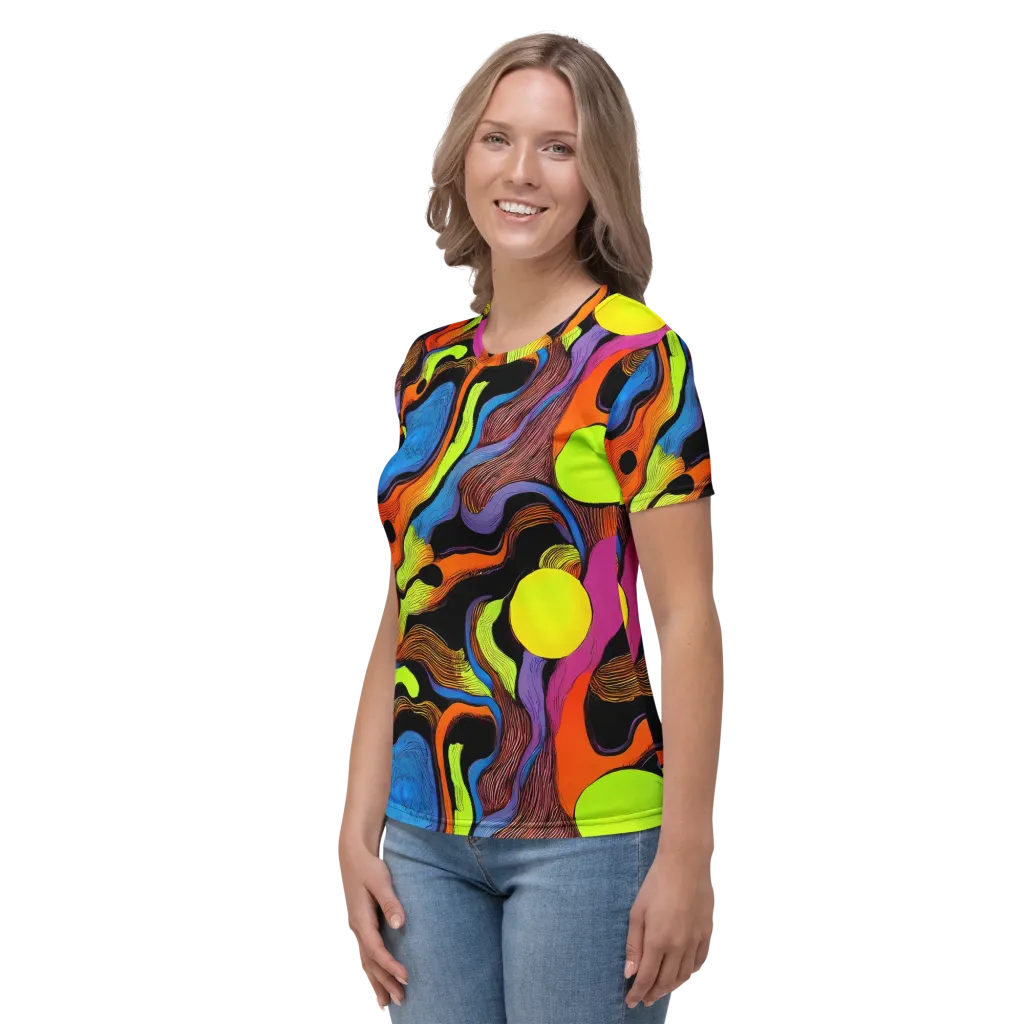 Blacklight Tangle on Women's Crew Neck T-Shirt — Left