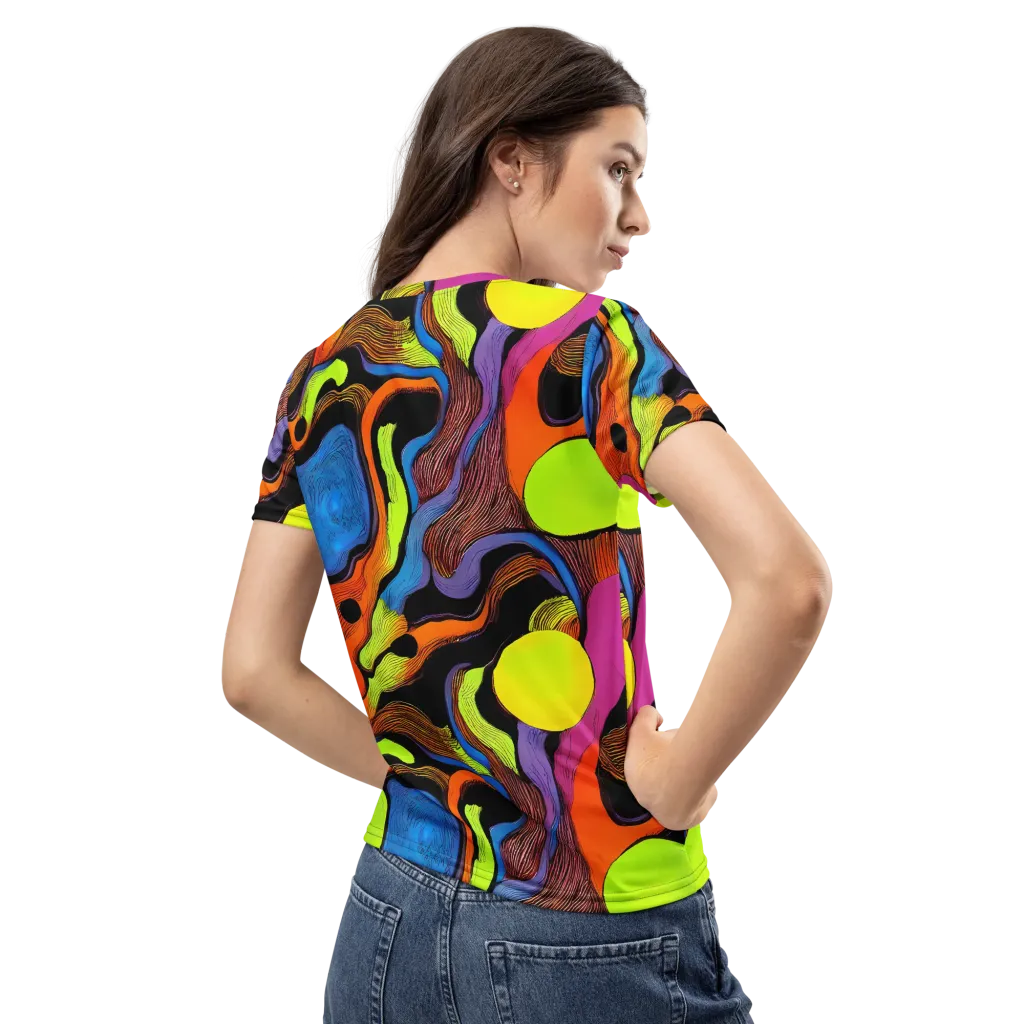 Blacklight Tangle on Women's Crew Neck T-Shirt — Back