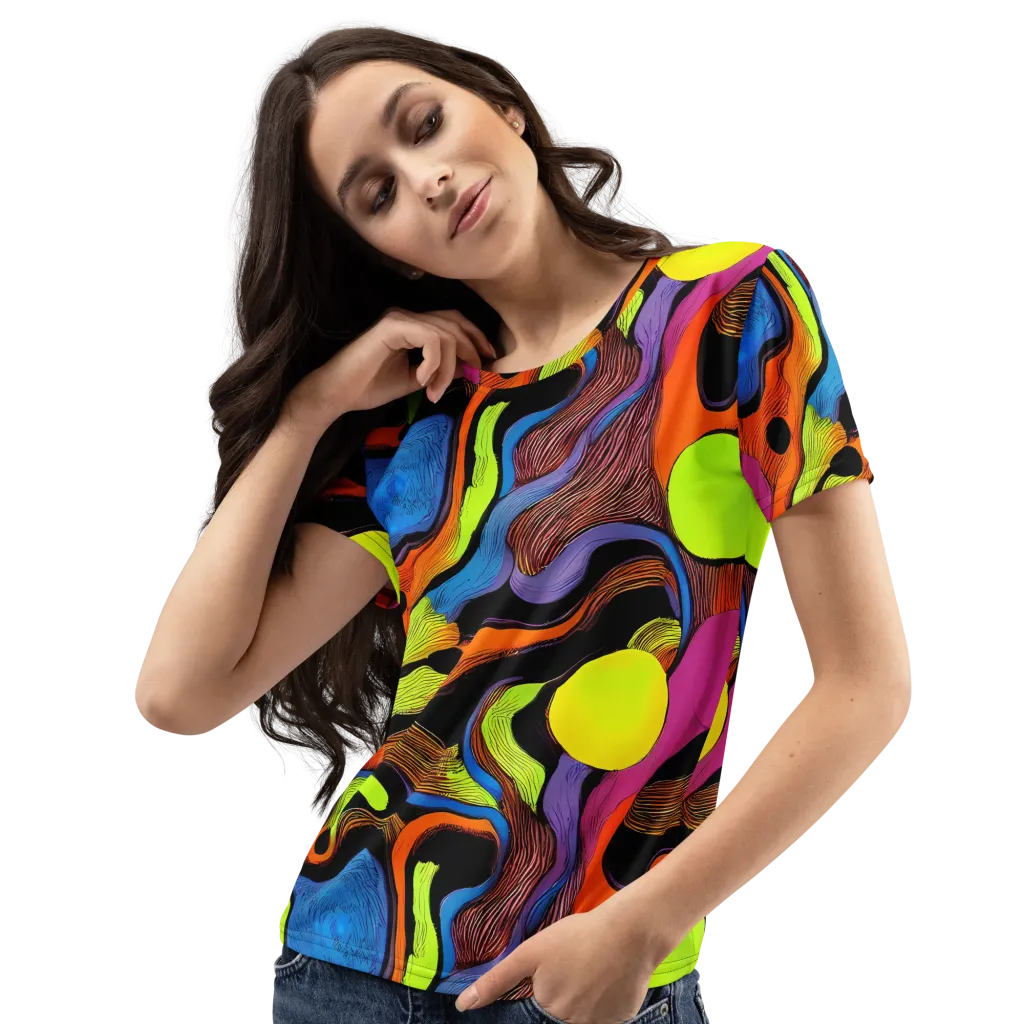 Blacklight Tangle on Women's Crew Neck T-Shirt — Left Front