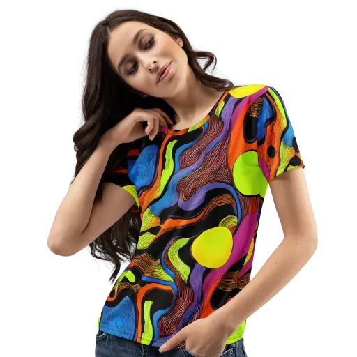 Blacklight Tangle on a Women's Crew Neck T-Shirt