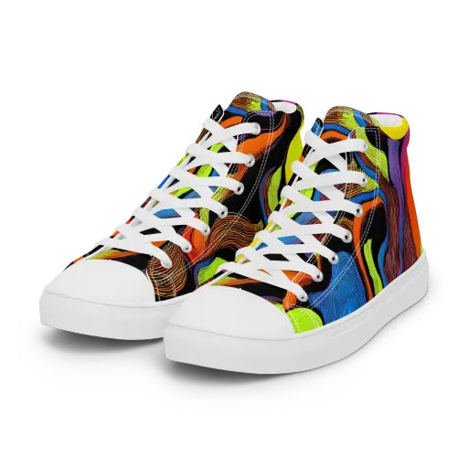 Blacklight Tangle on a Women's High Top Canvas Shoes