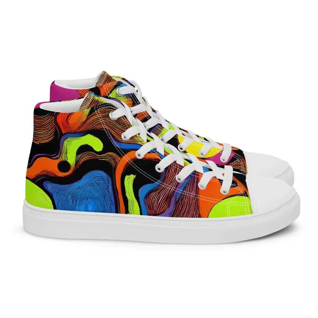 Blacklight Tangle on Women's High Top Canvas Shoes — Right