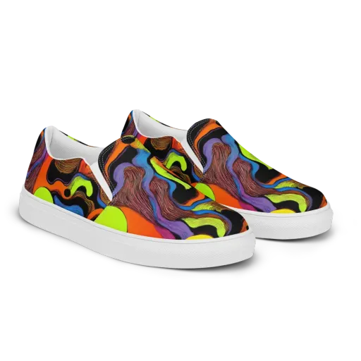 Blacklight Tangle on a Men's Slip-On Canvas Shoes