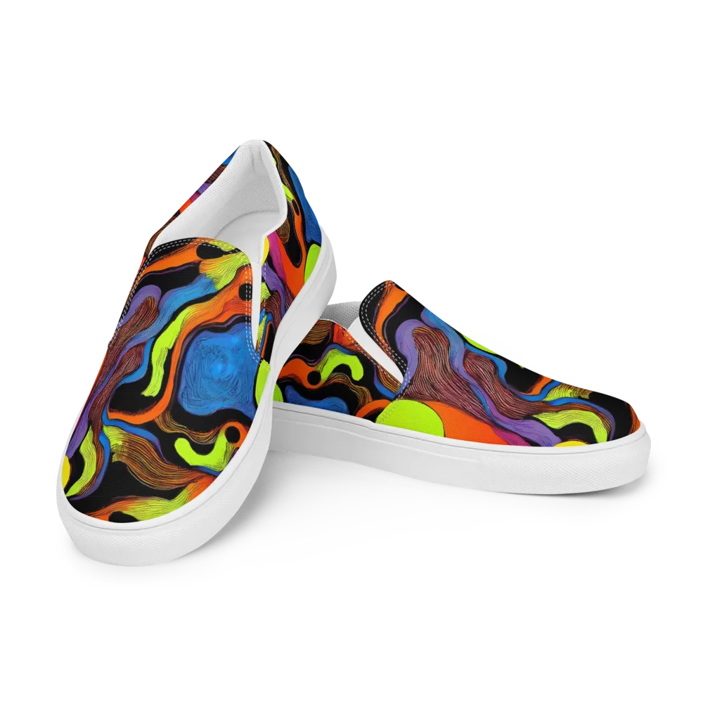 Blacklight Tangle on Men's Slip-On Canvas Shoes — Left Front