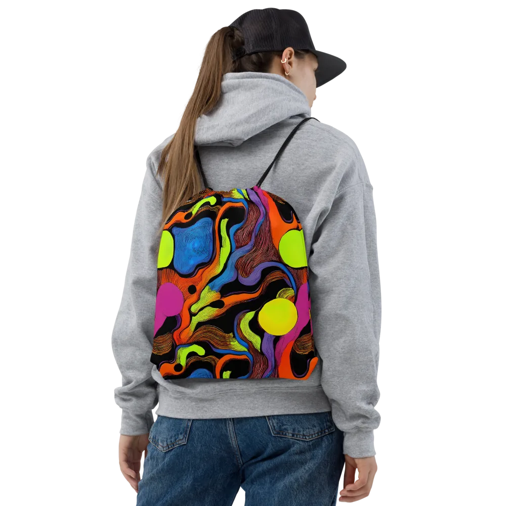 Blacklight Tangle on Drawstring Bag — Front