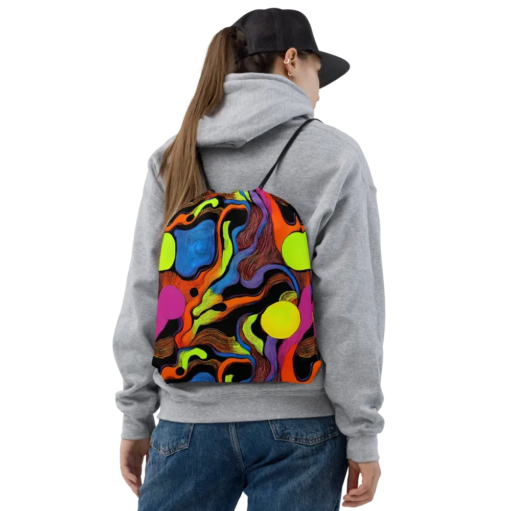 Blacklight Tangle on Drawstring Bag — Front