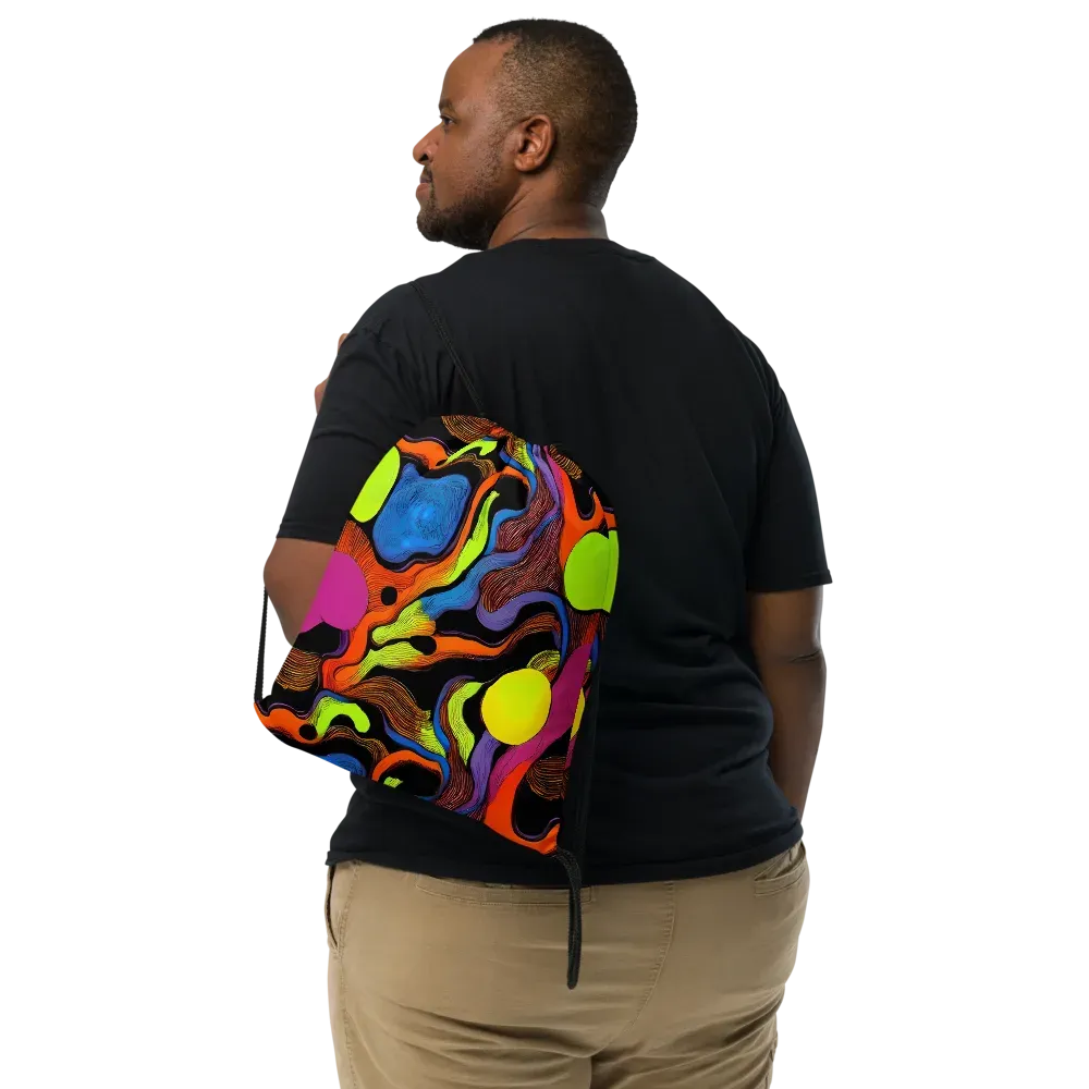 Blacklight Tangle on Drawstring Bag — Front