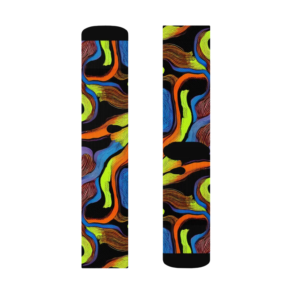 Blacklight Tangle on Socks — Left Sock