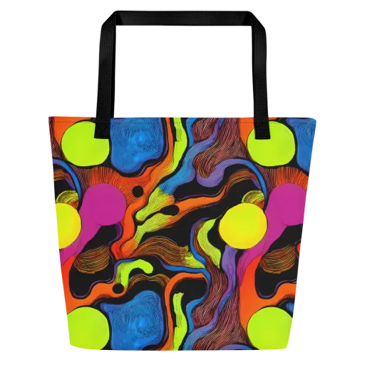 Blacklight Tangle on a Large Tote Bag W/ Pocket