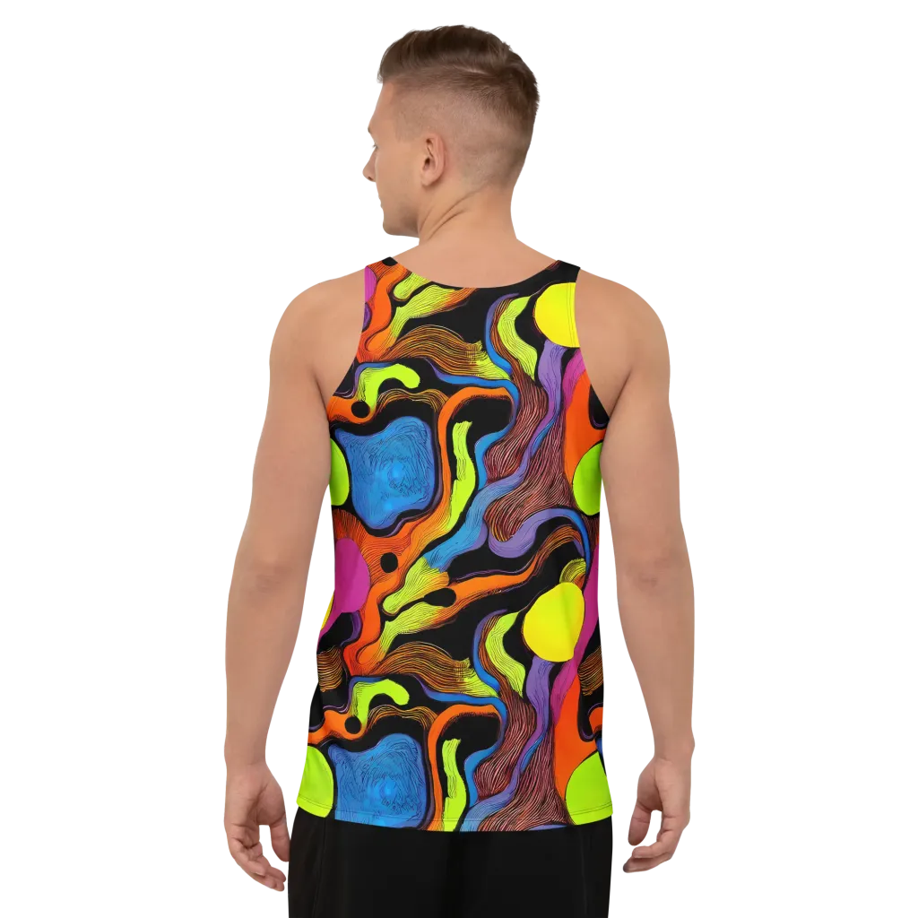 Blacklight Tangle on Men's Tank Top — Back