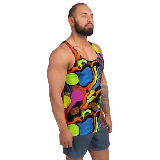 Blacklight Tangle on a Men's Tank Top
