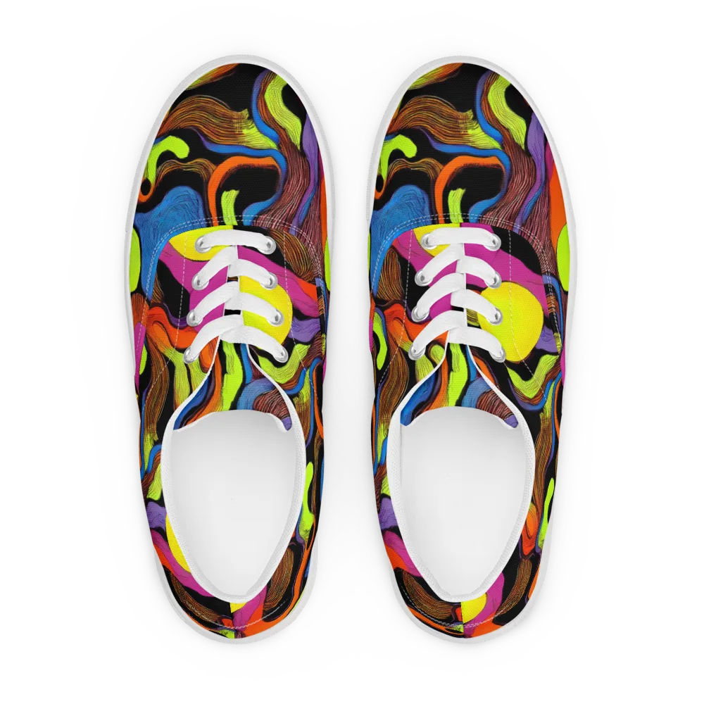 Blacklight Tangle on Men's Lace-Up Canvas Shoes — Front