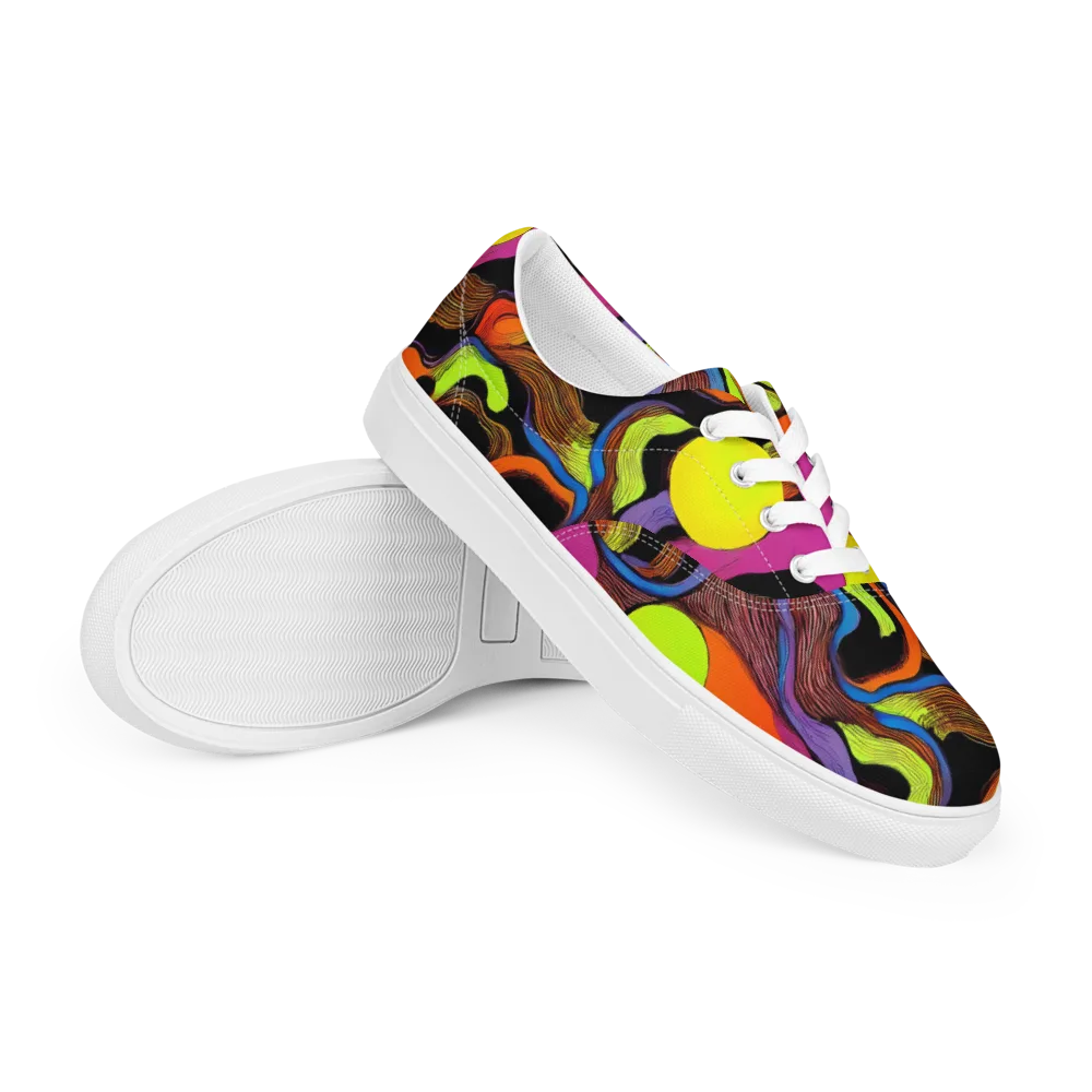 Blacklight Tangle on Men's Lace-Up Canvas Shoes — Right Front