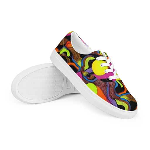 Blacklight Tangle on a Men's Lace-Up Canvas Shoes