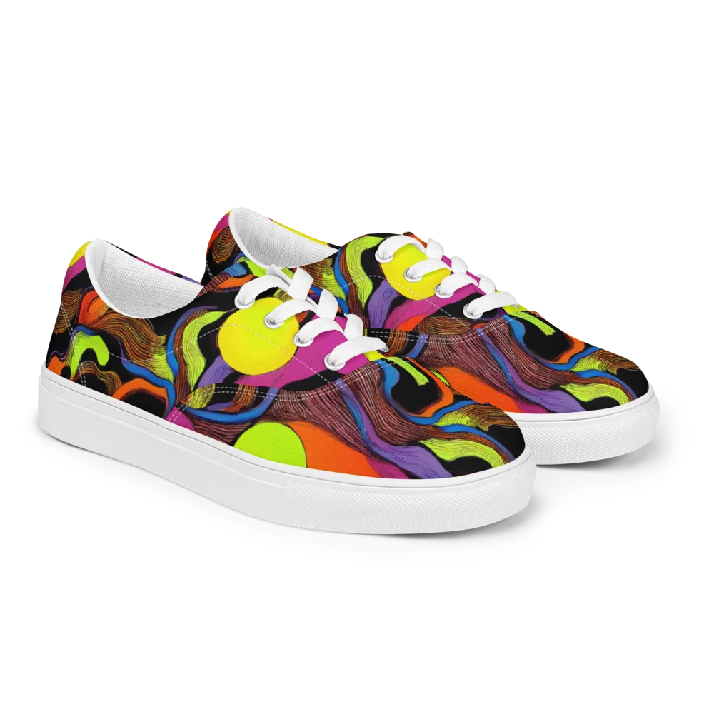 Blacklight Tangle on Men's Lace-Up Canvas Shoes — Right Front