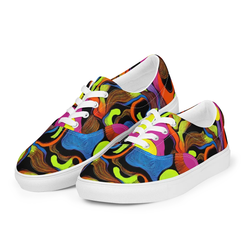 Blacklight Tangle on Men's Lace-Up Canvas Shoes — Left Front