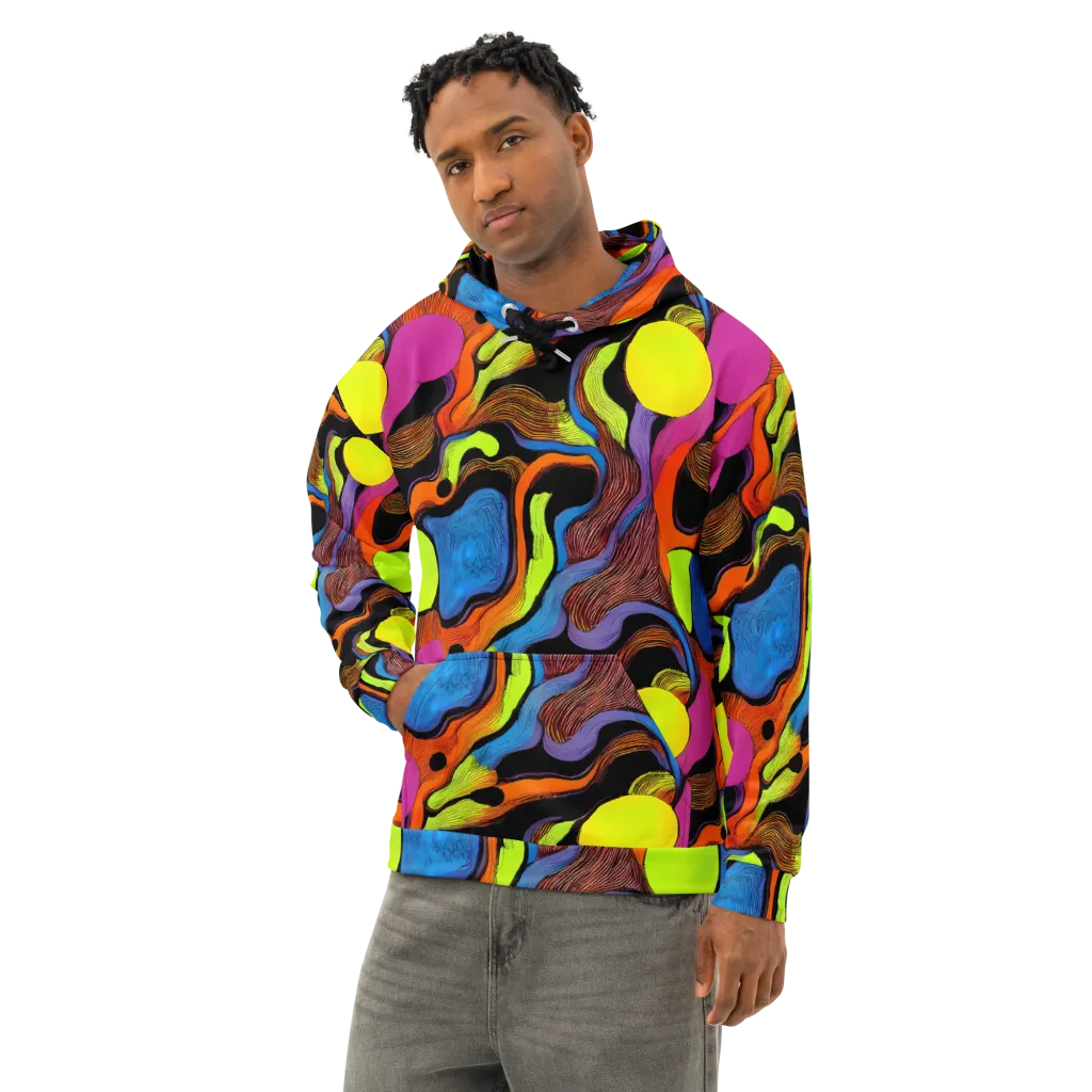 Blacklight Tangle on Cotton Hoodie — Left Front