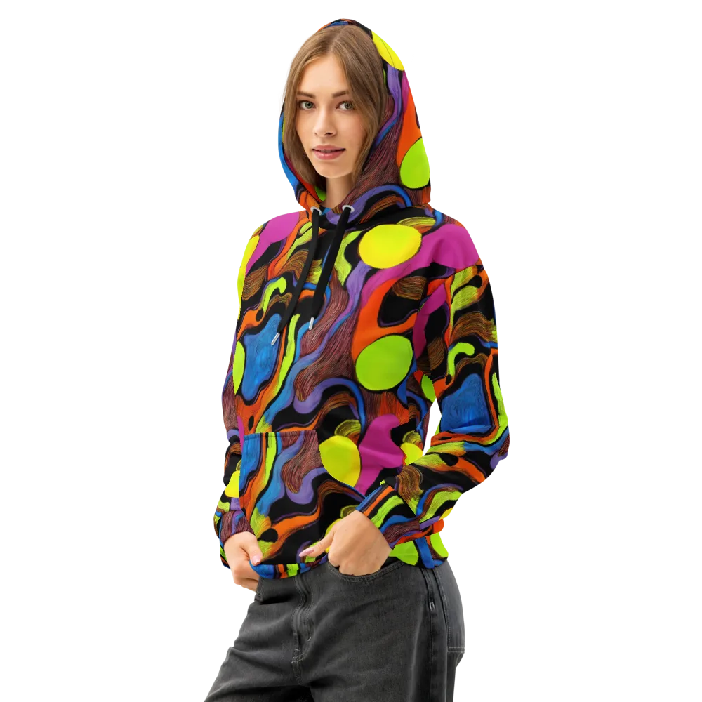 Blacklight Tangle on Cotton Hoodie — Left Front