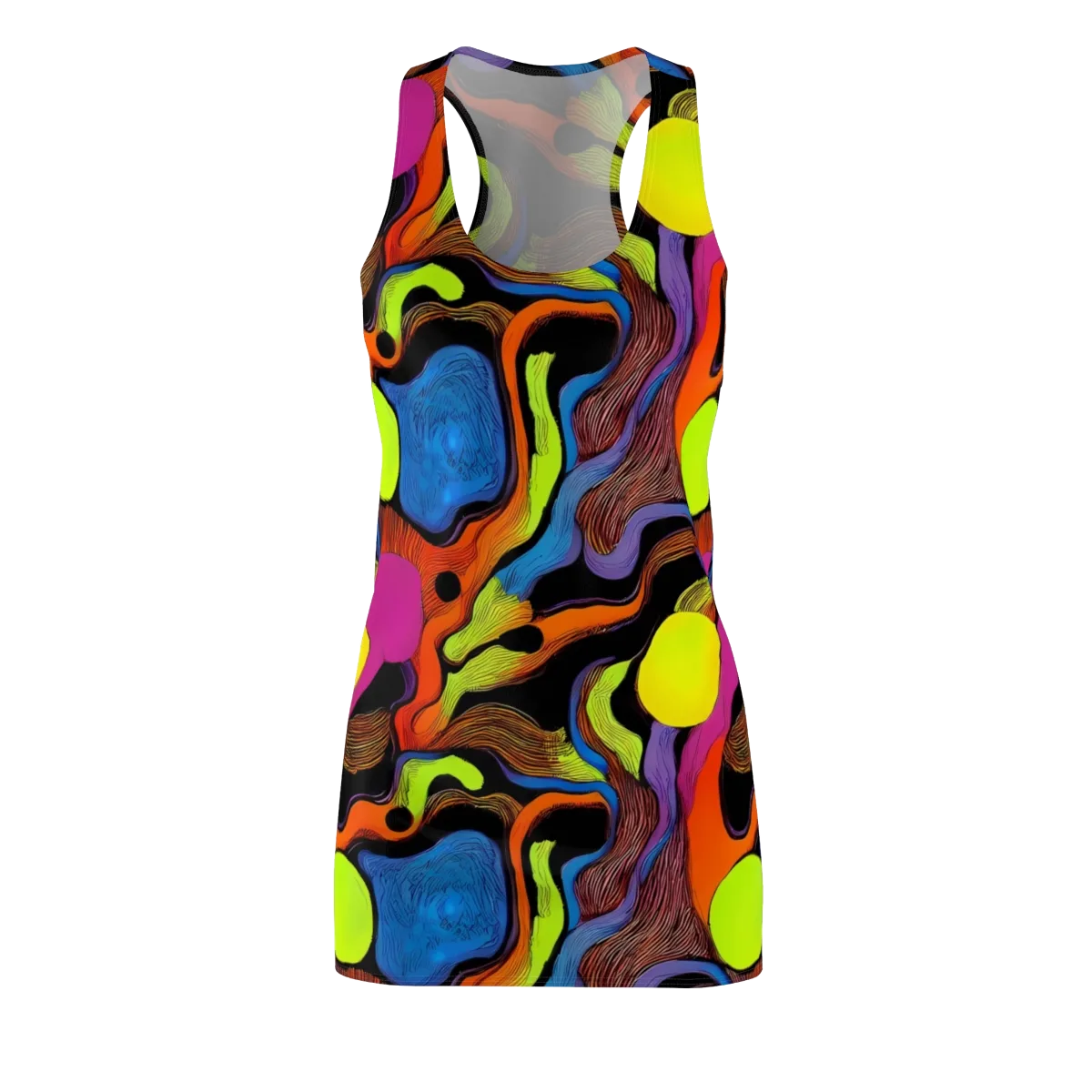 Blacklight Tangle on Racerback Dress — Front