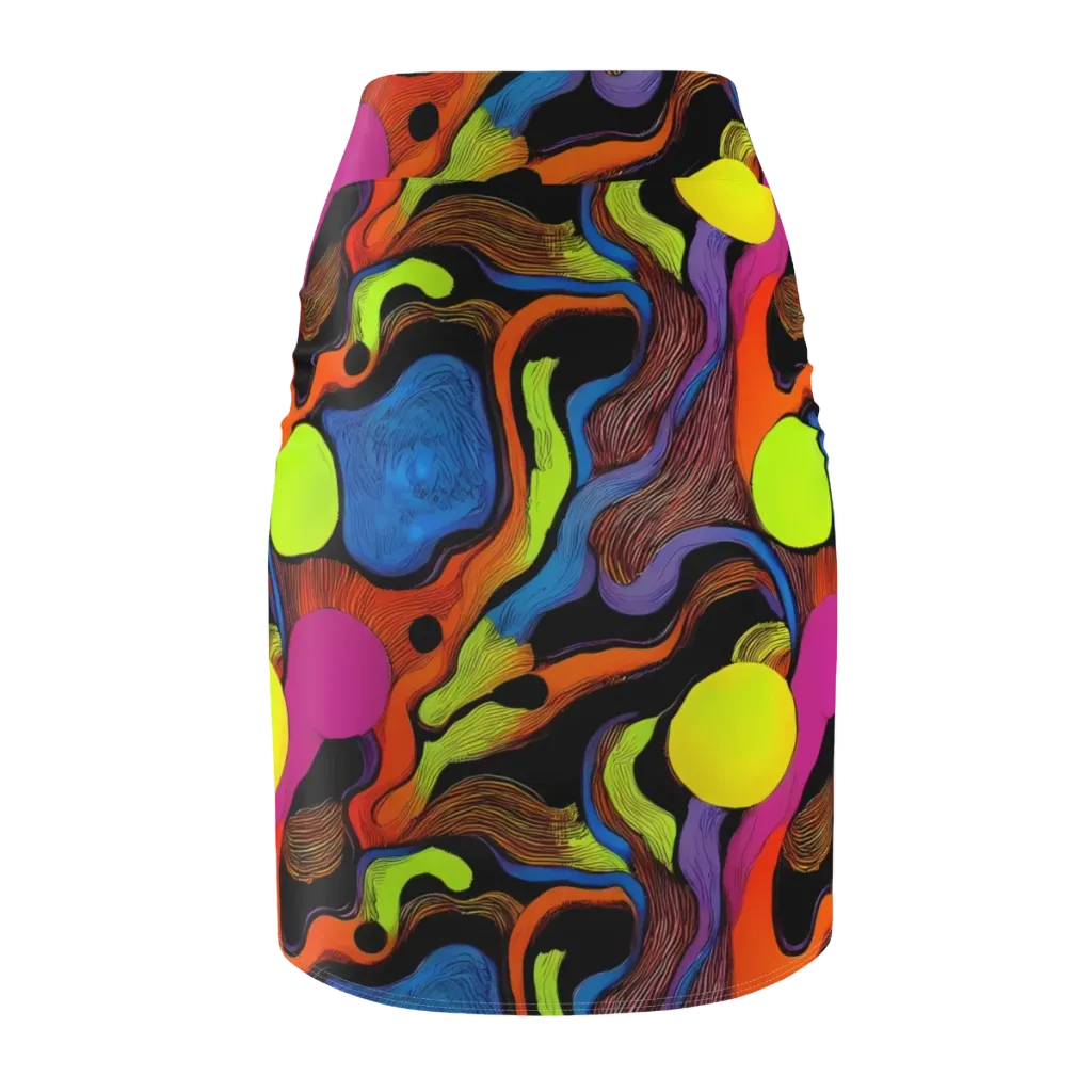 Blacklight Tangle on Pencil Skirt — Back