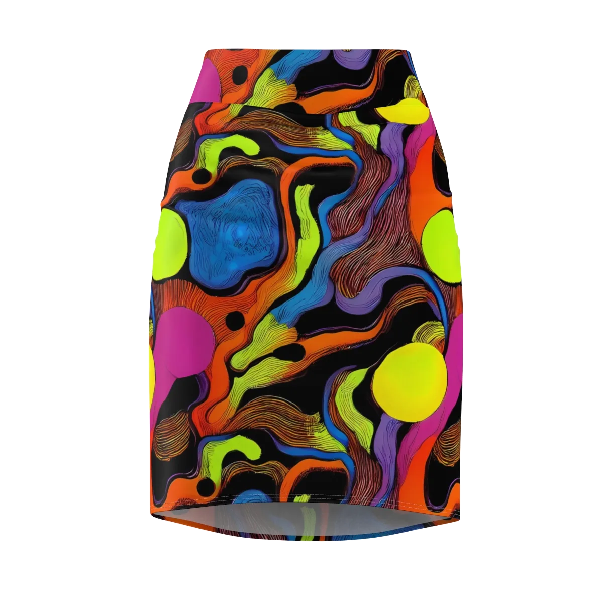 Blacklight Tangle on Pencil Skirt — Front