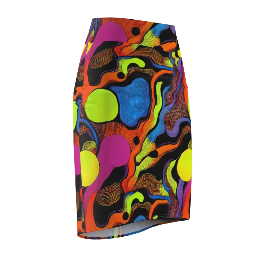 Blacklight Tangle on Pencil Skirt — Front Side