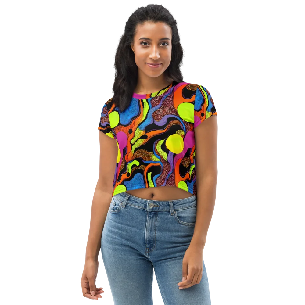 Blacklight Tangle on Crop Tee — Front