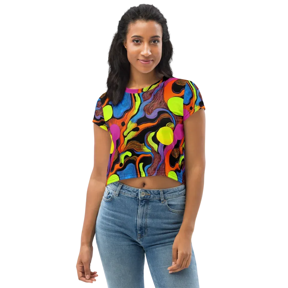 Blacklight Tangle on Crop Tee — Front
