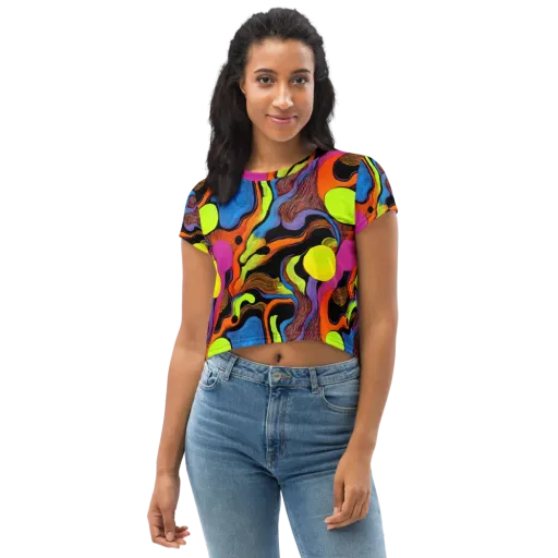 Blacklight Tangle on a Crop Tee