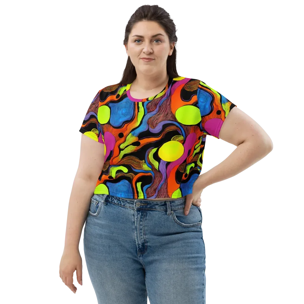Blacklight Tangle on Crop Tee — Front