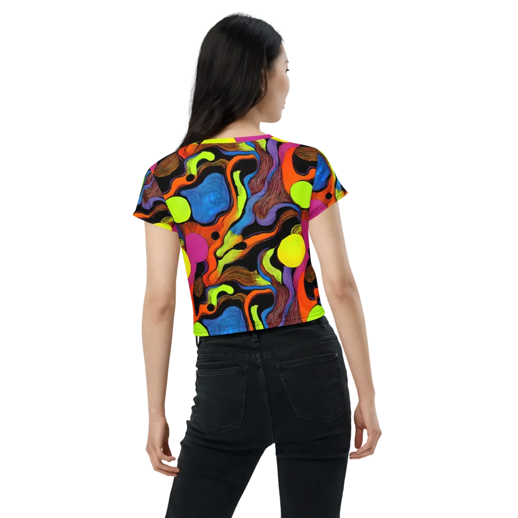 Blacklight Tangle on Crop Tee — Back