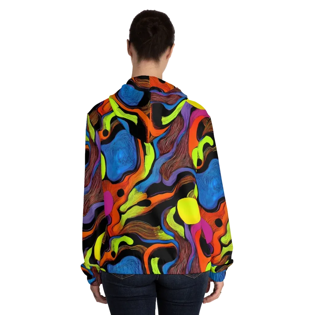 Blacklight Tangle on Women's Full-Zip Hoodie — Back On Person